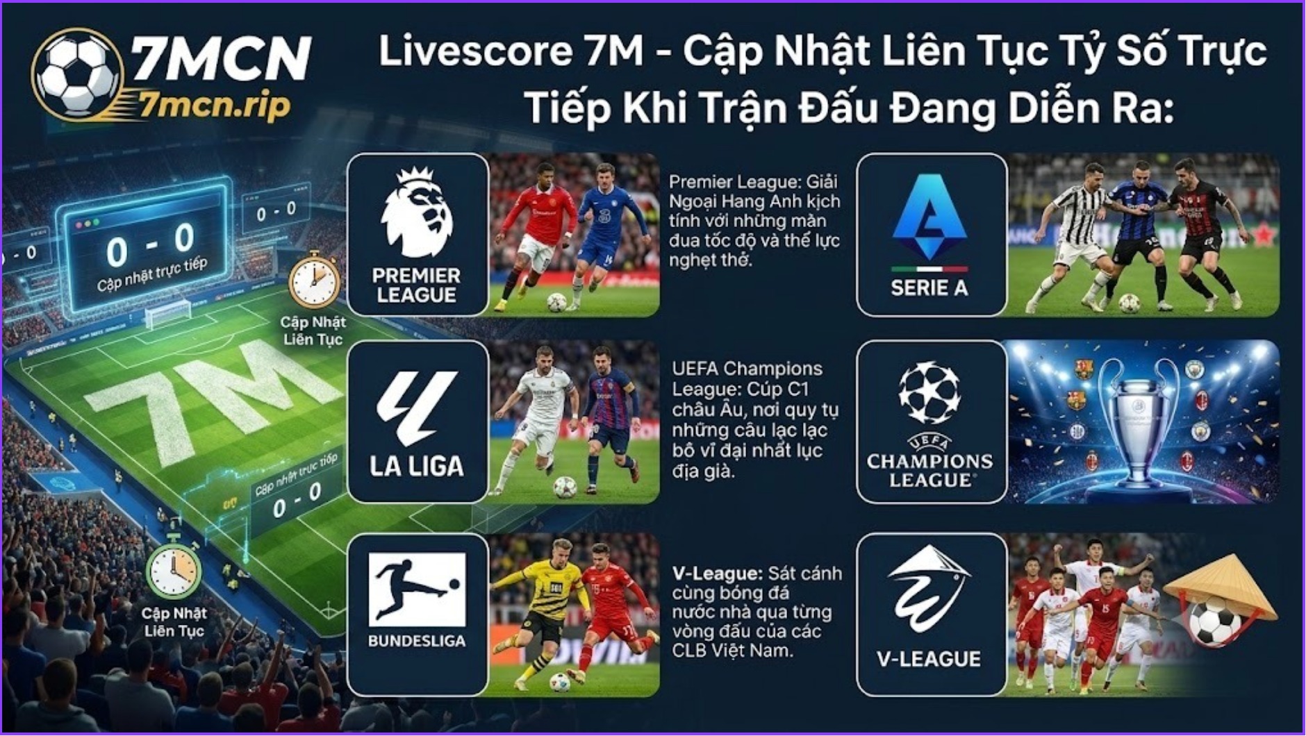 Bảng kết quả bóng đá trực tuyến livescore 7m cn cập nhật liên tục
