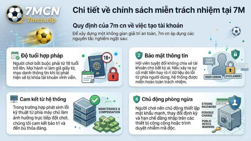 Giao diện trang điều khoản miễn trừ trách nhiệm chính thức của 7M