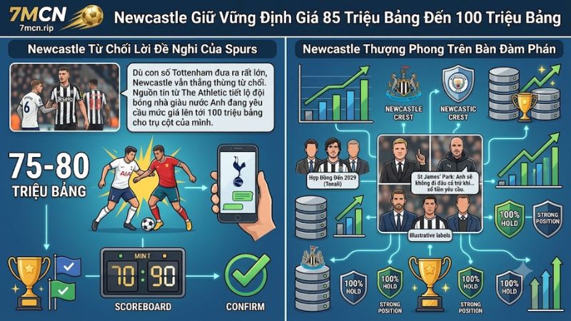 Newcastle United quyết giữ chân Sandro Tonali trước sự chèo kéo của các ông lớn.