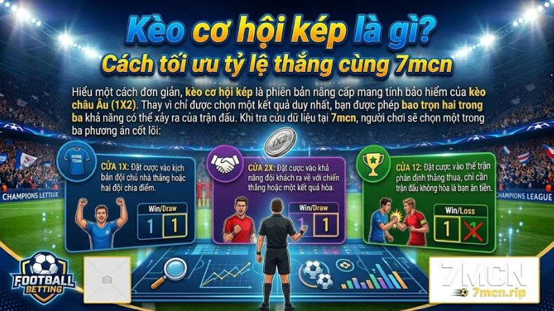 Phân tích ba cửa cược cơ bản 1X 2X 12 của kèo Double Chance tại 7mcn