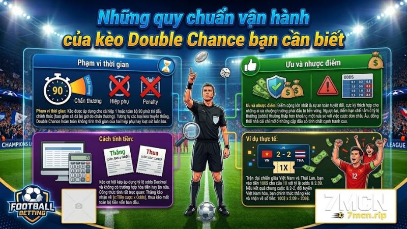 Quy tắc tính tiền thưởng dựa trên odds Decimal của kèo cơ hội kép trực tuyến