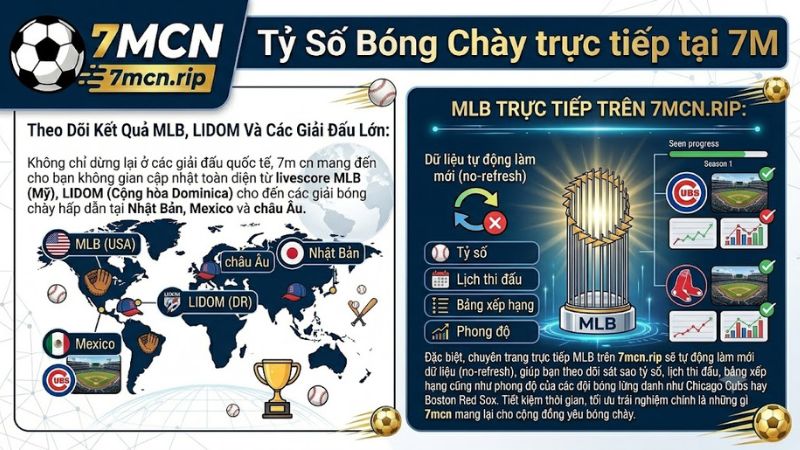 Theo dõi kết quả giải bóng chày MLB và LIDOM mới nhất tại website 7mcn